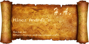 Hincz András névjegykártya